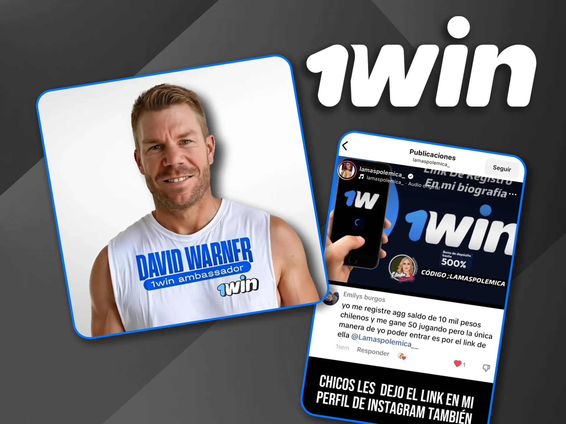 Sigue a los embajadores de 1win y recibe promociones exclusivas.