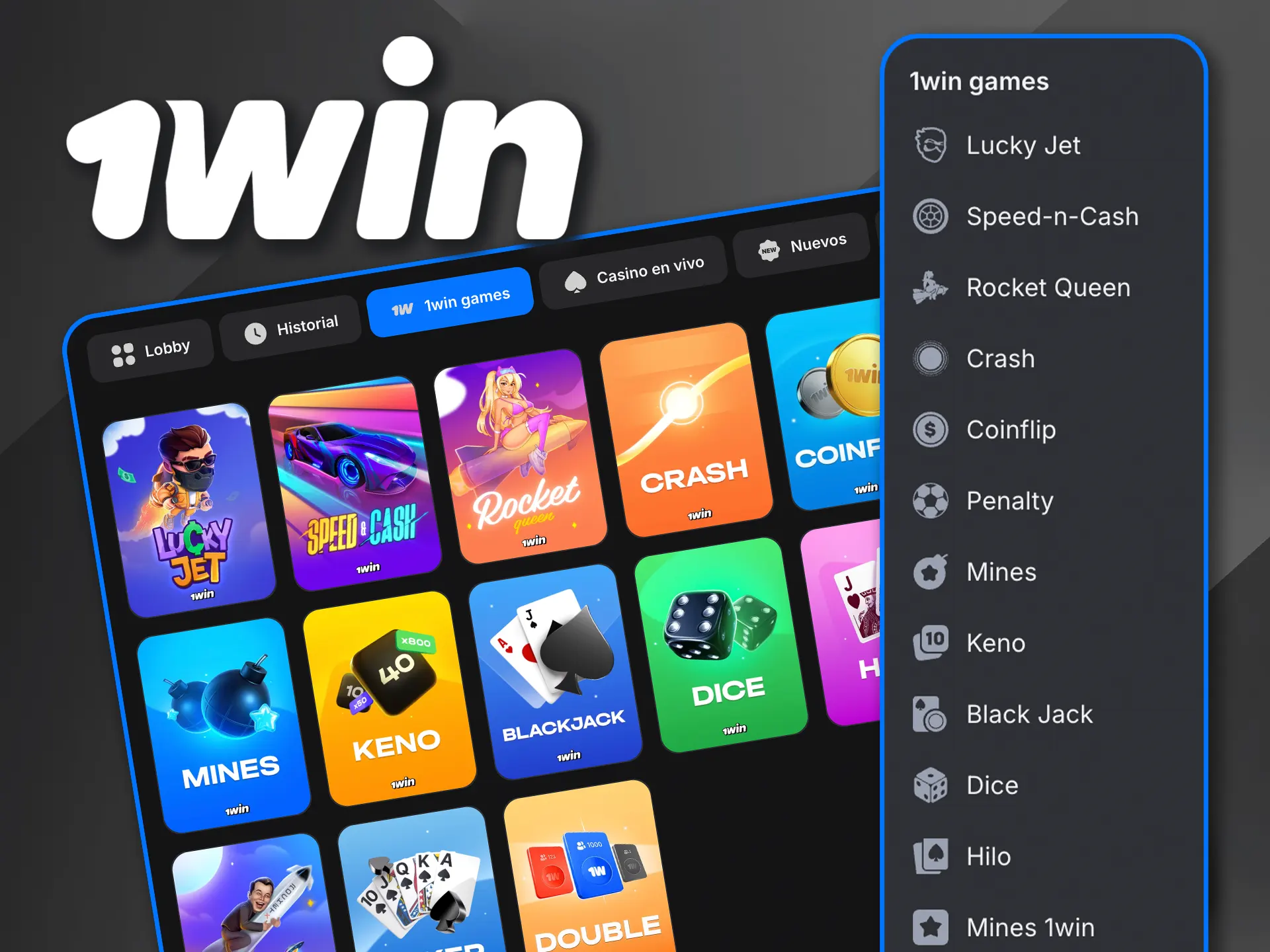 Juega a 1win Games y prueba tu suerte en divertidos desafíos.